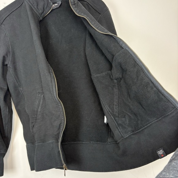 American Giant Moto Full Zip Jacket Mens L Black Pockets Heavyweight Mock Neck - Picture 10 of 12